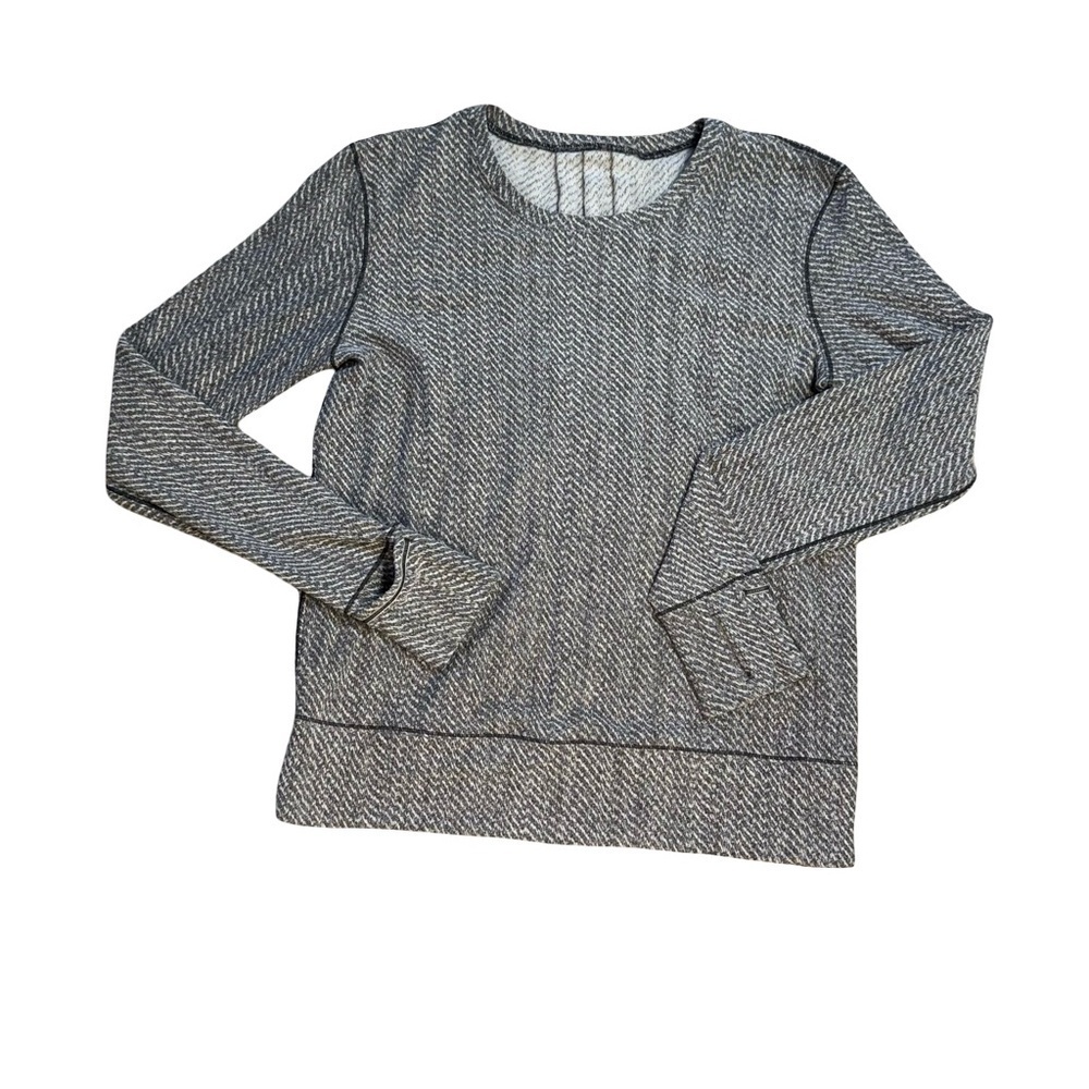 Lululemon Sweater Womens 6 Rush Hour Hazy Heather White Grey Mittens Zip Pocket